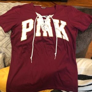 VS Pink burgundy short sleeve Tee